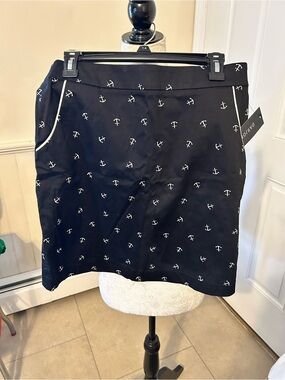 NWT Darjoni Anchor Print Nautical Black Skirt/Size 8